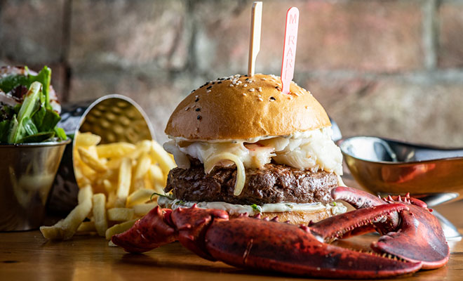 Burger and lobster